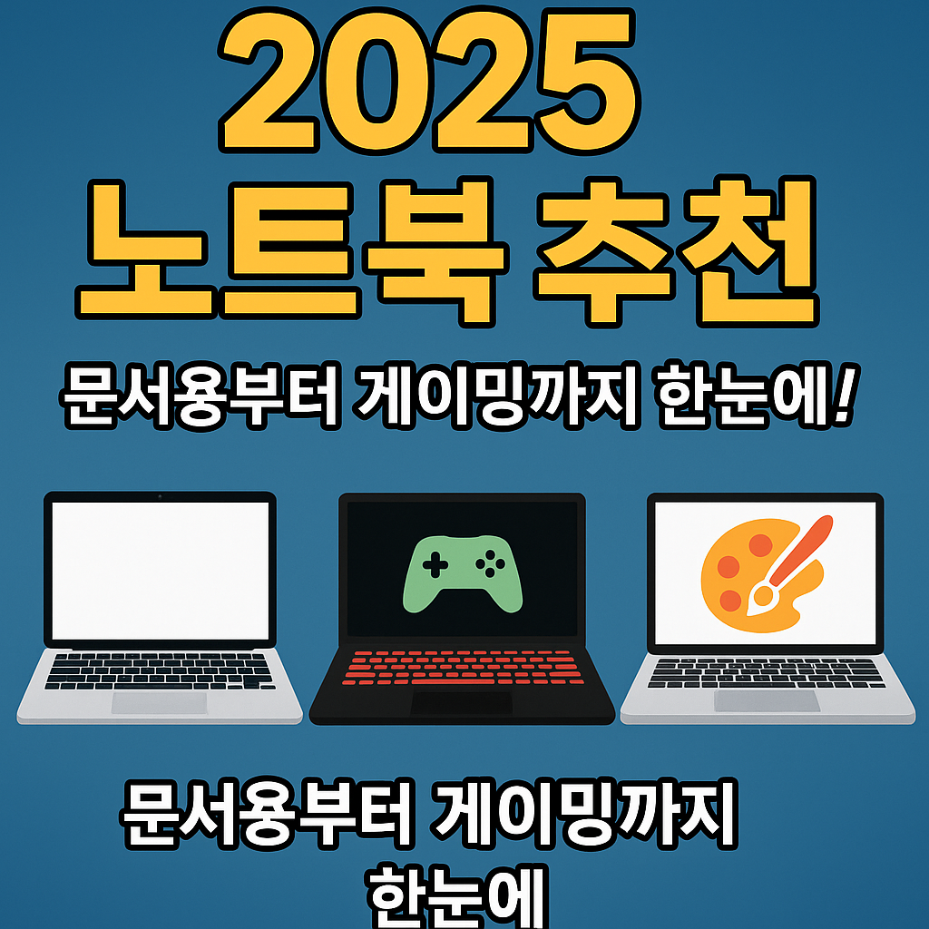 2025 노트북 추천 – 문서작성용, 게임용, 디자인·편집용 완벽 가이드